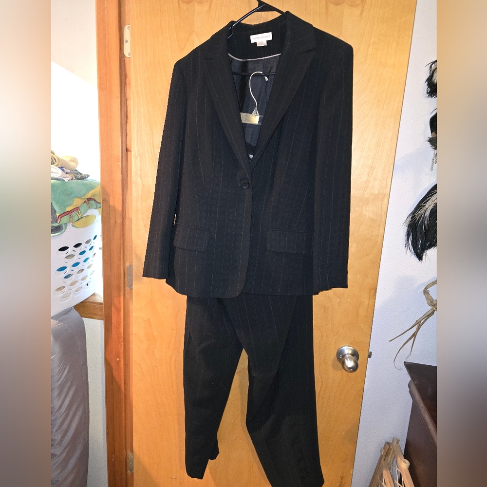 Black Pinstripe Blazer and Pants Set
